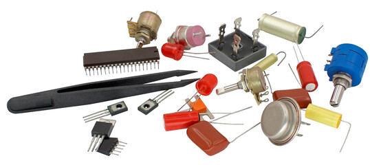 Obraz premium Radio components on white