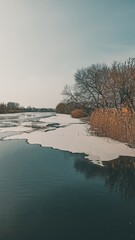frozen river in winter