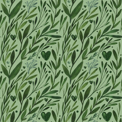 Spring seamless pattern, green and white background for your wedding. 
