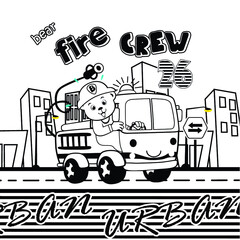 Bear crew extinguishes the fire vector illustration