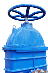 blue wheel valve with pipe on white