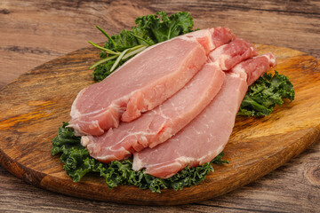 Raw pork steak for cooking