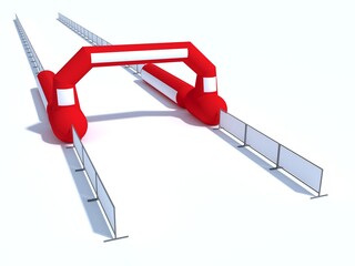 Inflatable start and finish line arch illustrations - Inflatable archways suitable for outdoor sport events 3d render