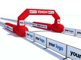 Inflatable start and finish line arch illustrations - Inflatable archways suitable for outdoor sport events 3d render