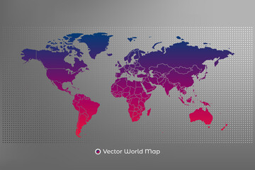 World map infographic gradient symbol. International illustration vector sign on dotted background. Global element for business, presentation, sample, web design, media, news, blog, report