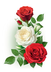 Bouquet of white and red roses