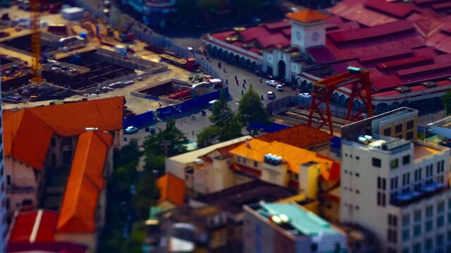 A timelapse of the miniature street at Ben Thanh market in Ho Chi Minh Vietnam tiltshift panning