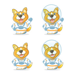 Dog in Space Suit Vector Illustration Logo Design. Mascot/Character Design Set