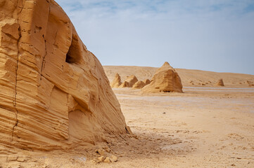Fototapeta na wymiar Beautiful view of rock formation in Sahara Desert, Tunisia