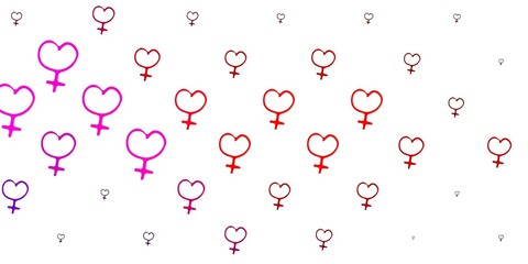 Light Pink, Yellow vector pattern with feminism elements.