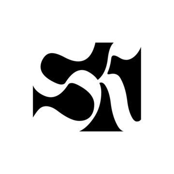 SK KS S K Initial Letter Logo Design Template Vector. Gothic monogram logo sk with white letters on black square.