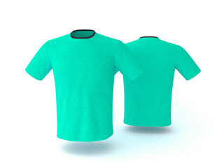 Blue T-shirt template, isolated on background. Men's realistic T-shirt mockup 3d render