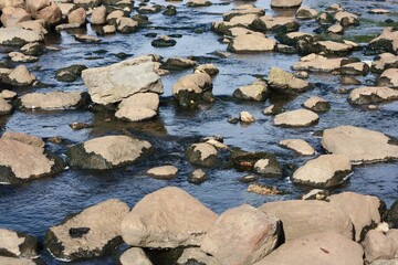 Beautiful landscape rocks and water in the forest