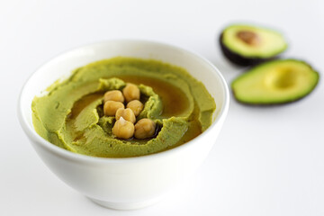 Homemade avocado and chickpea hummus