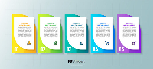 Infographics design template, Business concept with 5 steps	
