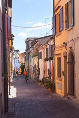Fototapeta na wymiar Colorful Italian Street in Rimini