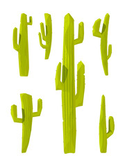 Cactuses. Collection of prickly plants. Vector illustration in cartoon style.