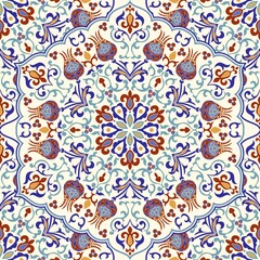 Seamless colorful pattern with mandala. Vintage decorative element. Hand drawn pattern in turkish style. Islam, Arabic, Indian, ottoman motif. Vector illustration