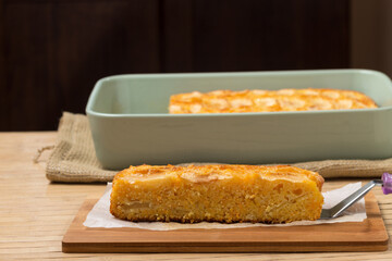 Portion of apple and carrot sponge cake