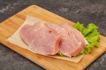 Raw pork steak for cooking