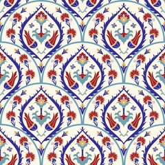 Seamless Turkish colorful pattern. Vintage multicolor pattern in Eastern style. Endless floral pattern can be used for ceramic tile, wallpaper, linoleum, textile, web page background. Vector