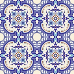 Obraz premium Seamless colorful patchwork in turkish style. Islam, Arabic, Indian, ottoman motifs. Endless pattern can be used for ceramic tile, wallpaper, linoleum, textile, web page background. Vector hand drawn.