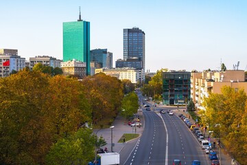 Fototapeta premium Skyscrapers in Warsaw - Autumn
