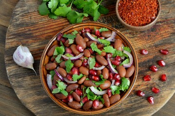 Lobio-a traditional dish of Georgian cuisine made of beans with pomegranate
