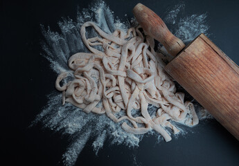 Cooking. Test. Dinner. Flour