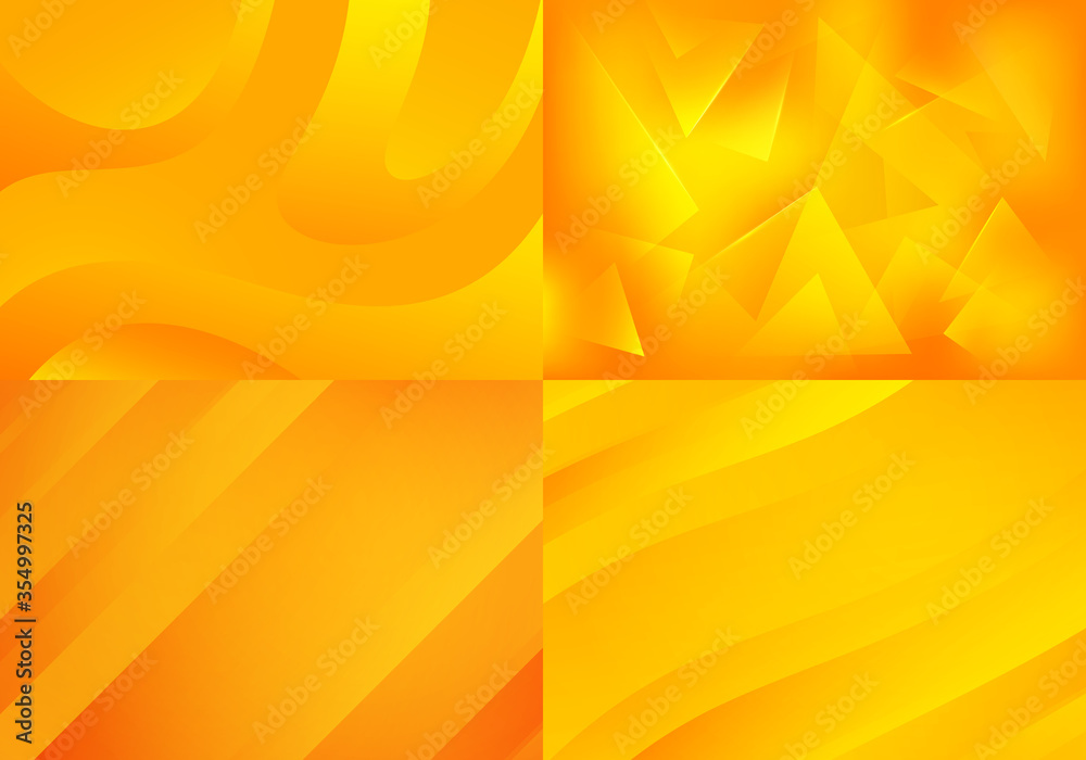 Poster set of yellow backgrounds. vector abstract minimalist patterns. modern geometric wallpapers