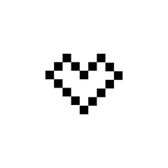 Pixel art black love isolated on white background