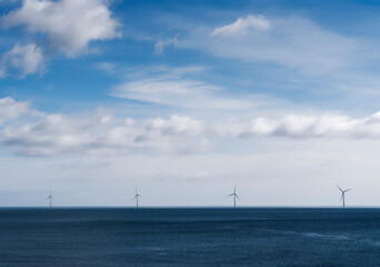 Windfarm in North East England with copy space