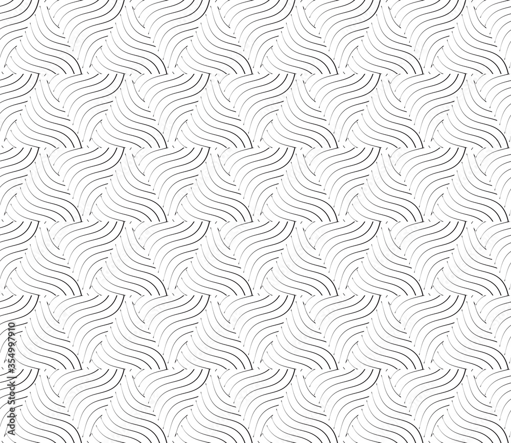 Aufkleber Vector Seamless Pattern with Triangles and Waves. Abstract Minimalist Background. Geometric Halftone Graphic