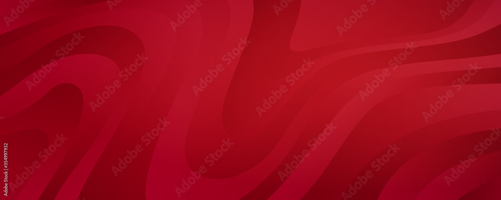 Aufkleber Abstract Ruby Background with Waves. Vector Minimalist Red Pattern with Geometric Gradient