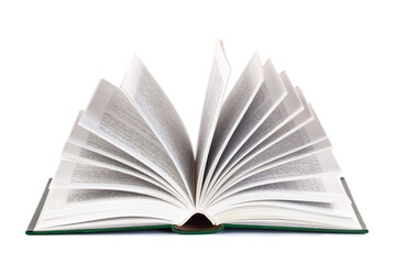 Open book isolated on white background, education