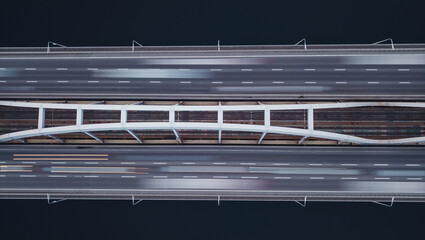 aerial view of traffic on the bridge. Drone shot.