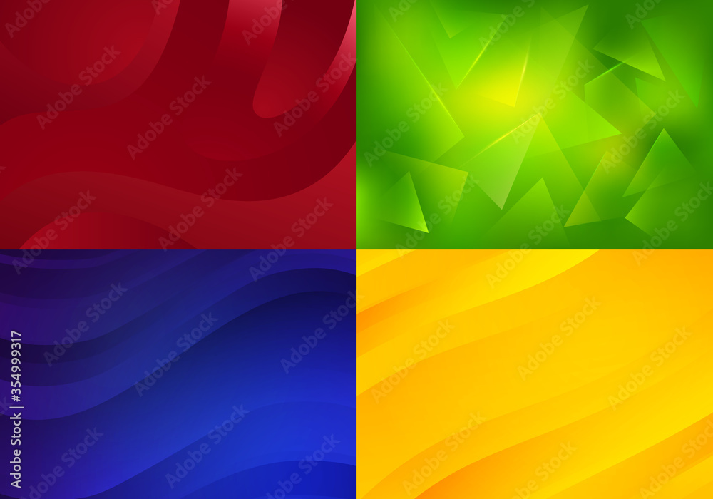 Poster set of colorful backgrounds with gradients and geometric shapes. vector minimal wallpapers
