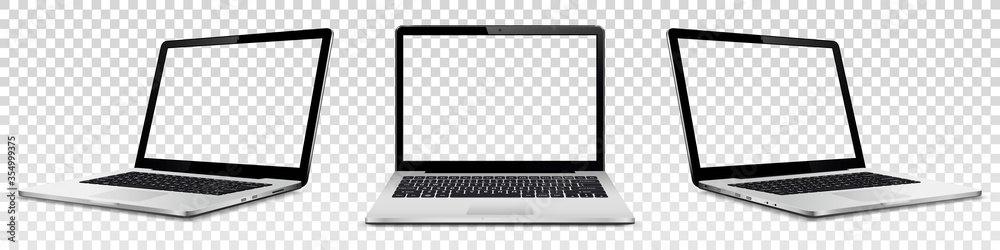 Canvas Prints laptop mock up with transparent screen isolated