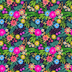 Elegant floral pattern in small colorful flower. Liberty style. Floral seamless background for fashion prints. Ditsy print. Seamless vector texture. Spring bouquet.