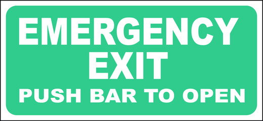 Emergency exit push bar to open door opener sign vector