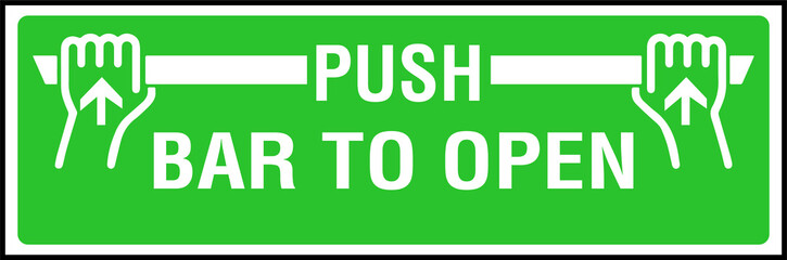 Push bar to open door opener sign green bar