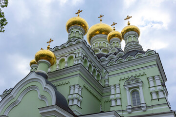 View main Cathedral in the Holy Intercession female Convent in the city of Kiev, Ukraine.