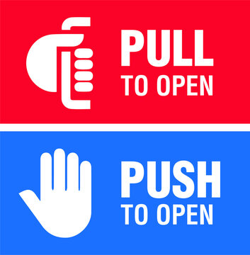 Premium Vector  Push or pull to open door signs door stickers for your  doors take action to open vector illustration