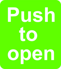Push to open green pad vector sign illustration