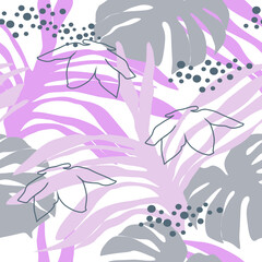 Abstract seamless pattern with tropical leavers.