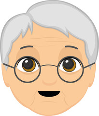 Vector illustration of a grandmother's face cartoon