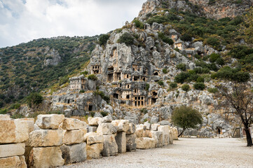 Rock-cut tombs in Myra, Turkey