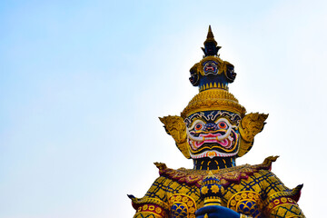 Fototapeta premium Close-up giant guardian statue in Bangkok Thailand.