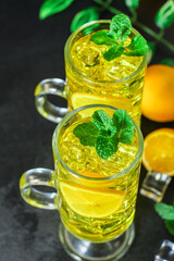 lemonade lemon mint ice drink
Menu concept healthy eating. food background top view copy space
