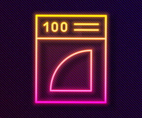 Glowing neon line Coffee paper filter icon isolated on black background. Vector Illustration